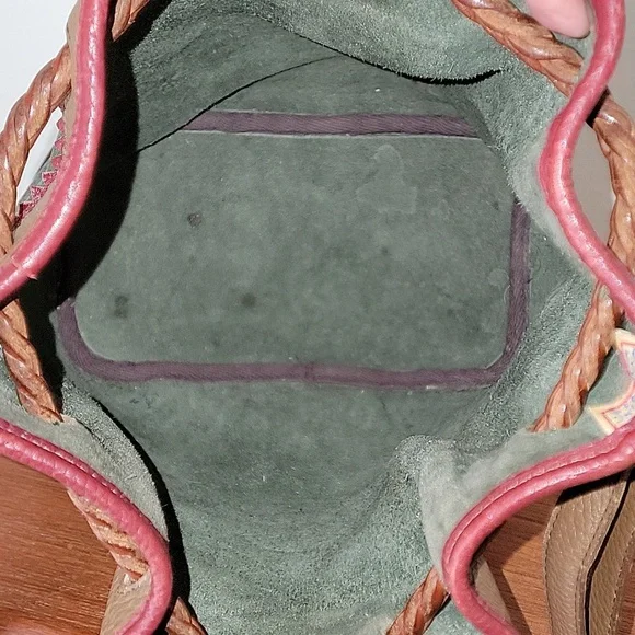 Dooney & Bourke Vintage Teton Drawstring Bucket Bag Green Drawstring - Picture 12 of 14